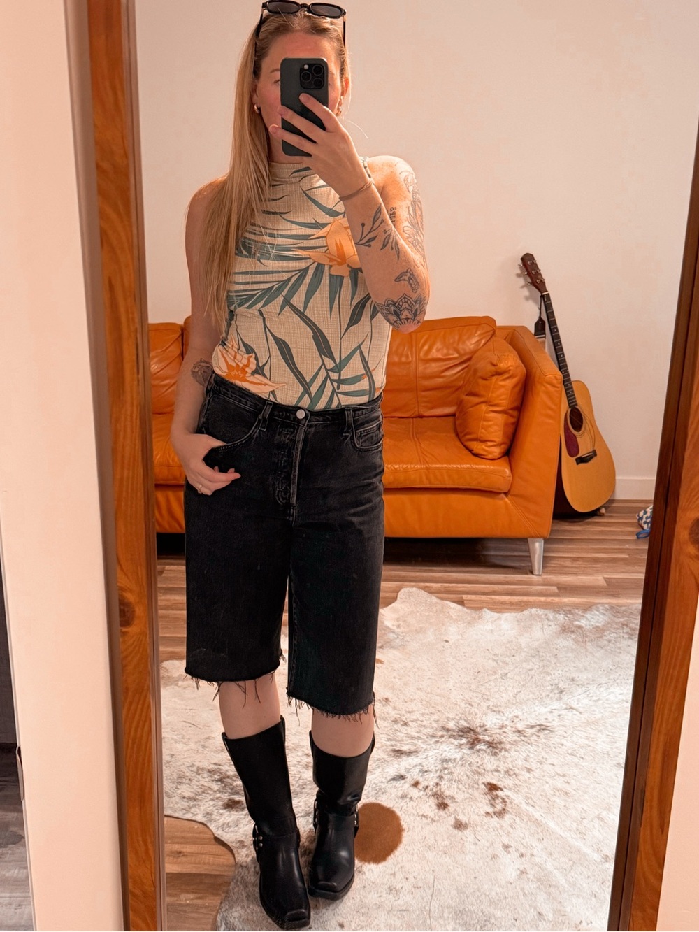 Tropical Floral Sleeveless Jersey Top